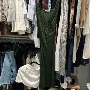 Zara Forest Green Midi slip Dress